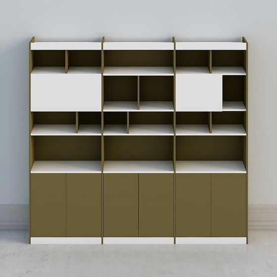 Minimalist Olive Green Bookshelf 3D model