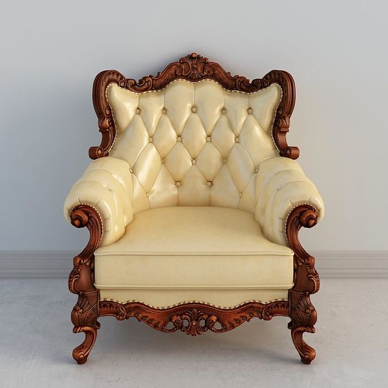 Elegant Baroque Style Sofa 3D model