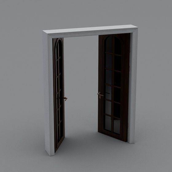 Elegant Double Arched Glass Door 3D model