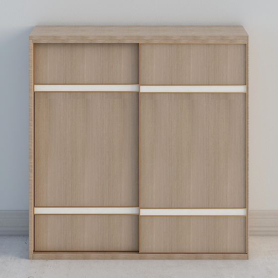 Sleek Minimalist Sliding Wardrobe 3D model