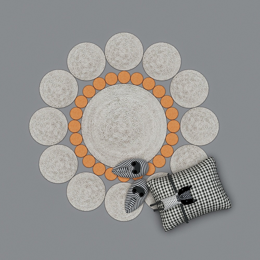 Abstract Low-Polygon 3D Rug Model for Modern Interiors