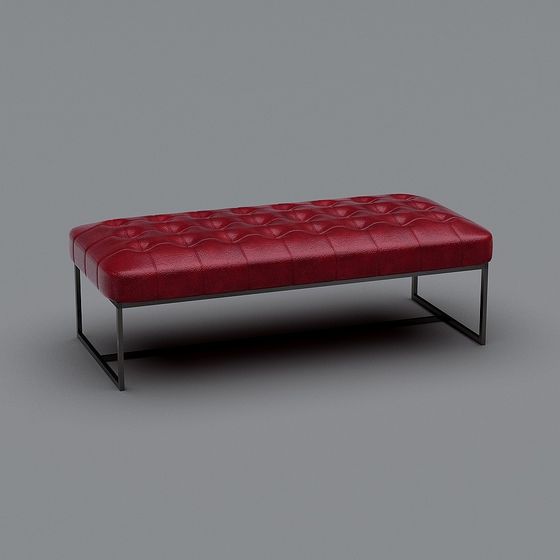 Urban Comfort Red Leather Bench 3D model for Modern Spaces