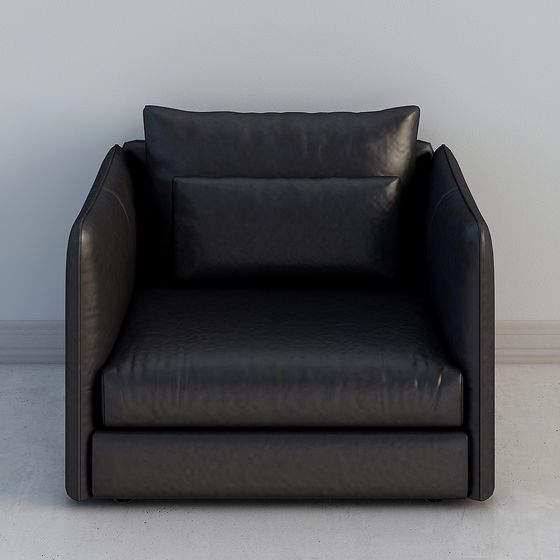 Stylish Black Leather Sofa 3D model