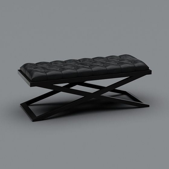 X-Cross Leg Leather Stool 3D model