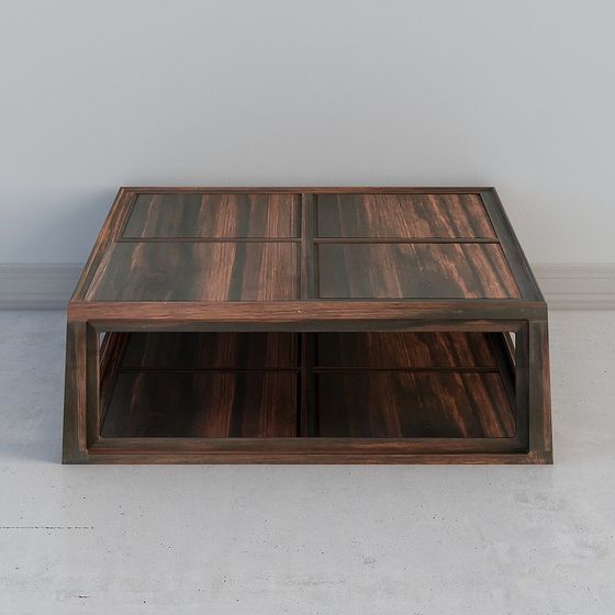 Wood and Glass Coffee Table 3D model