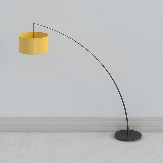 Elegant Curved Floor Lamp 3D model