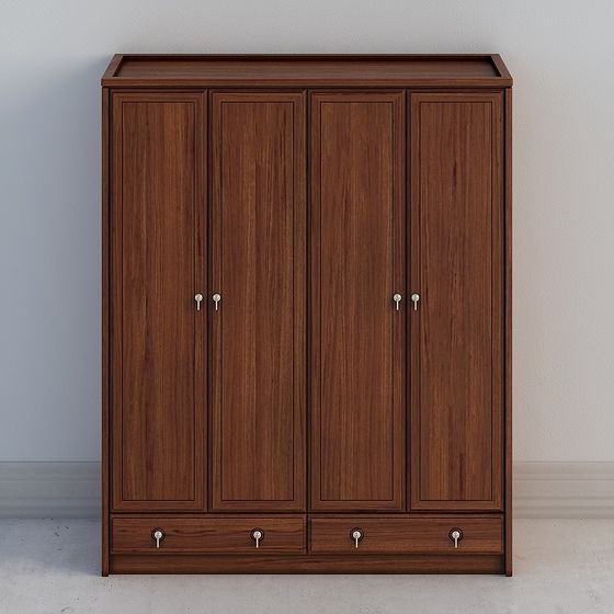 Elegant Four-Door Wardrobe 3D model