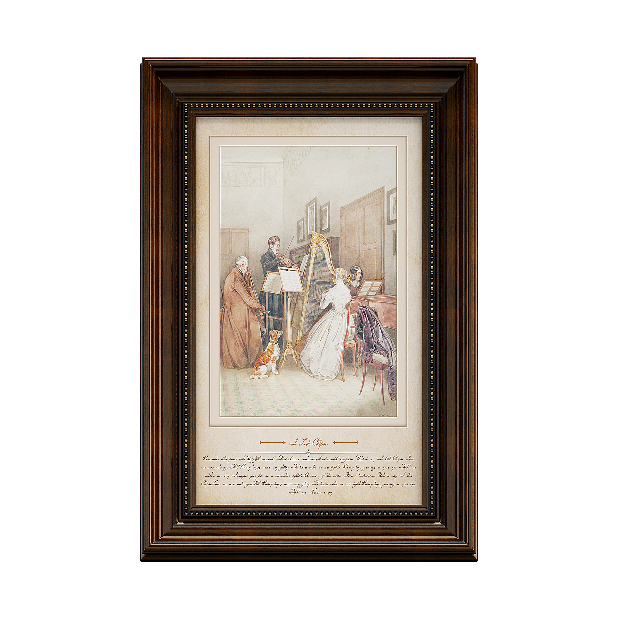 Vintage Framed Artwork 3D Model – Musical Scene Design