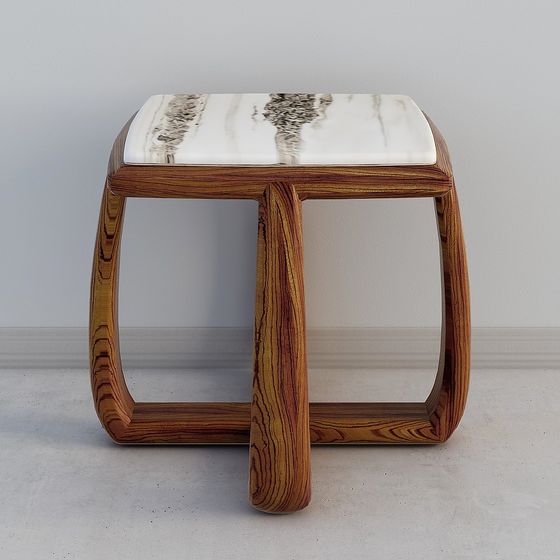 Beautiful Marble Wood Side Table 3D model for Modern Interiors
