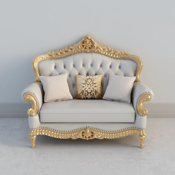 Elegant Ornate Sofa 3D model for Luxurious Spaces