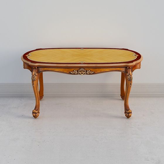 Elegant Oval Coffee Table 3D model with Vintage Flair