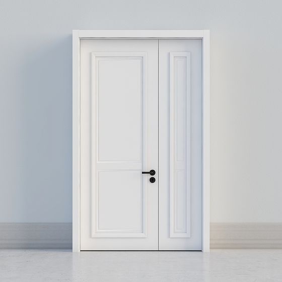 White Double Door 3D Model for Entrance