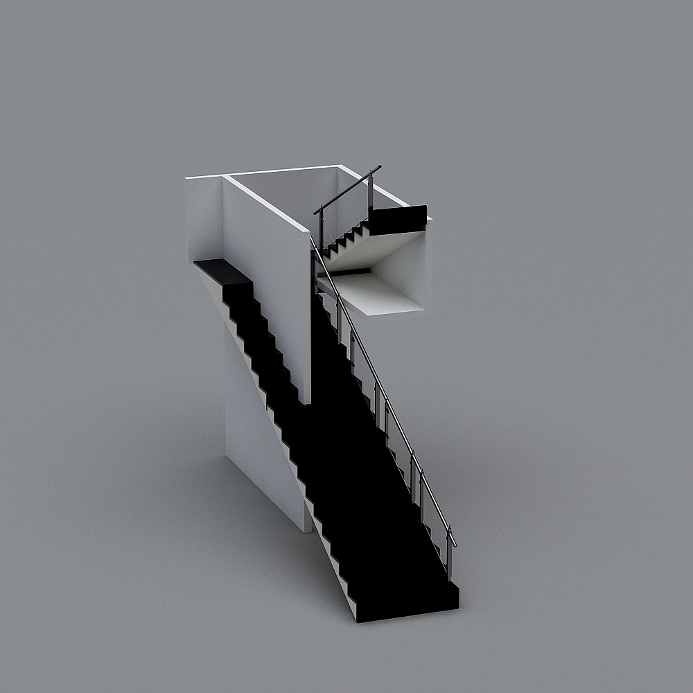 Elegant Black and White Staircase 3D model