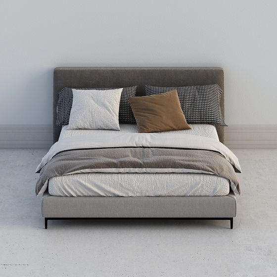 Stylish Minimalist Bed 3D model for Contemporary Spaces