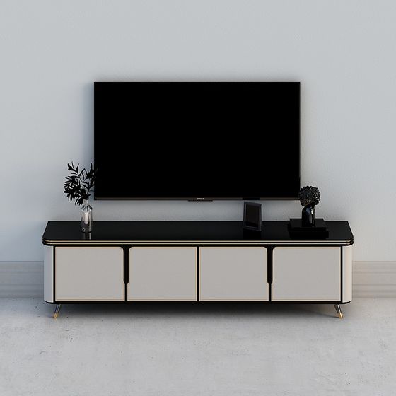 Modern TV Cabinet 3D Model in Black Finish