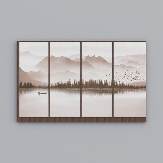 Mountain Lake Morning Mist 3D model