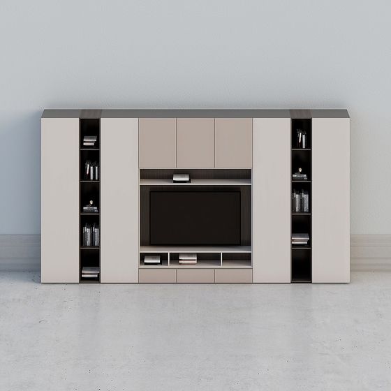 Brown TV Cabinet Combo 3D Model for Modern Living Rooms
