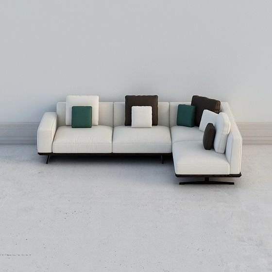 Elegant Low-Polygon Sofa 3D model
