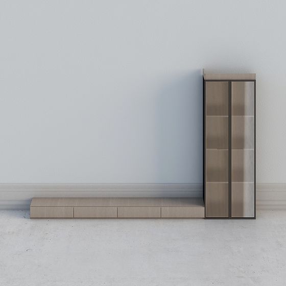 Gray Living Room TV Cabinet 3D Model for Contemporary Spaces