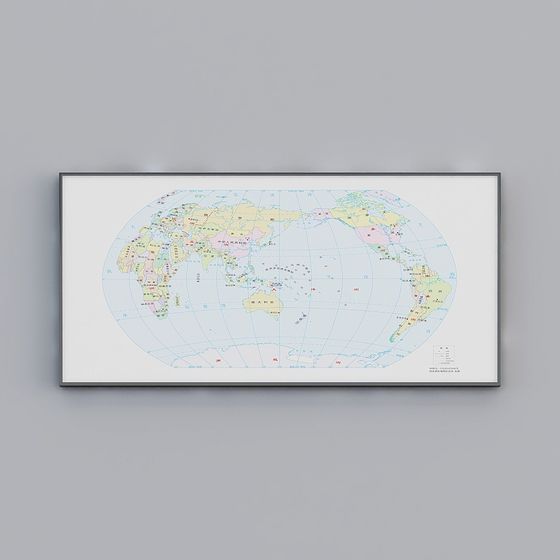 Low-Poly High-Detail 3D World Map Model