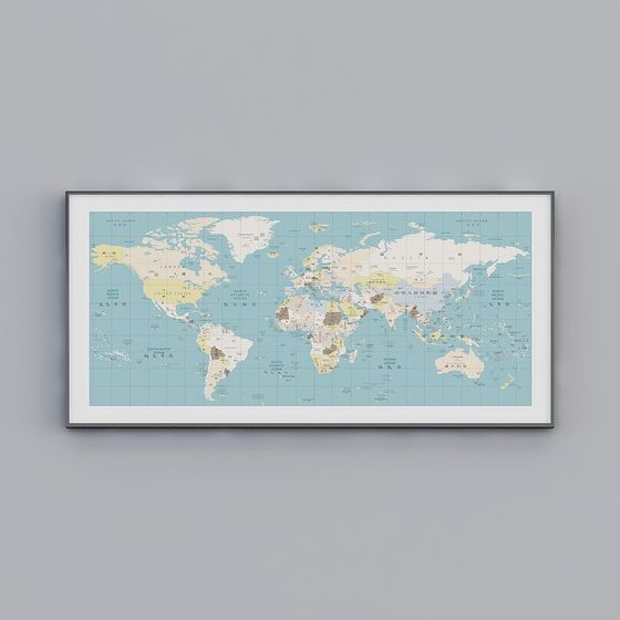 Detailed Low-Poly World Map 3D Model