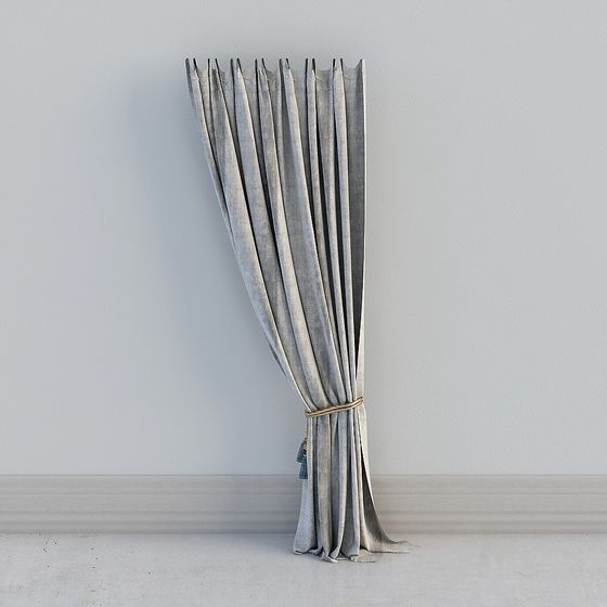 Elegant Velvet Drapes 3D model
