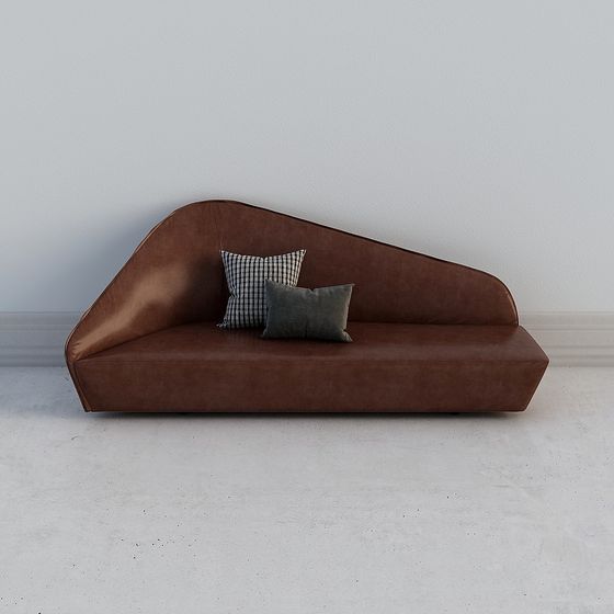 Curved Leather Sofa 3D model for Modern Spaces