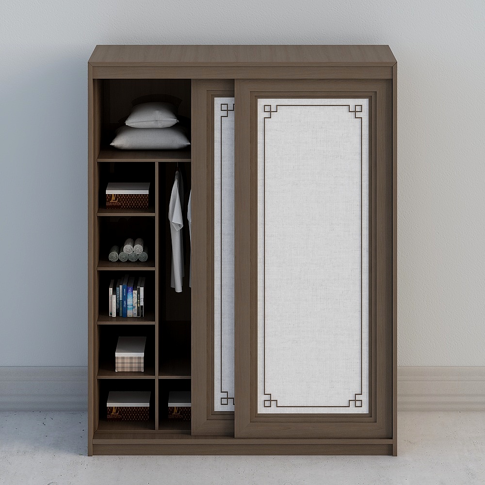 Astringent 3D Model Network - New Chinese Wardrobe Furniture - 3d