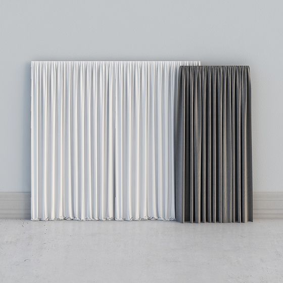 Elegant Low-Polygon Curtain 3D model