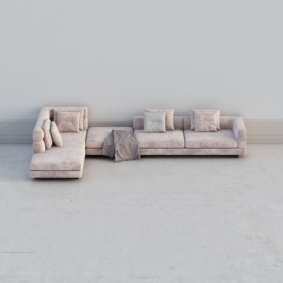 Elegant Low-Polygon 3D Sofa Model for Modern Interiors