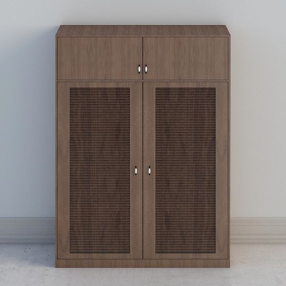 Modern Low-Poly Wooden Storage Cabinet 3D model