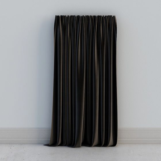 Chic Low-Polygon Black Curtain 3D model for Modern Projects
