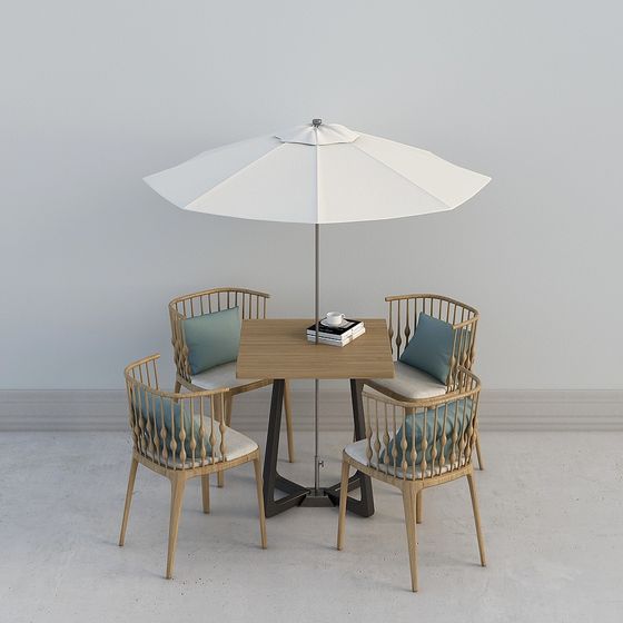 Minimalist Coffee Table and Chair Set 3D model