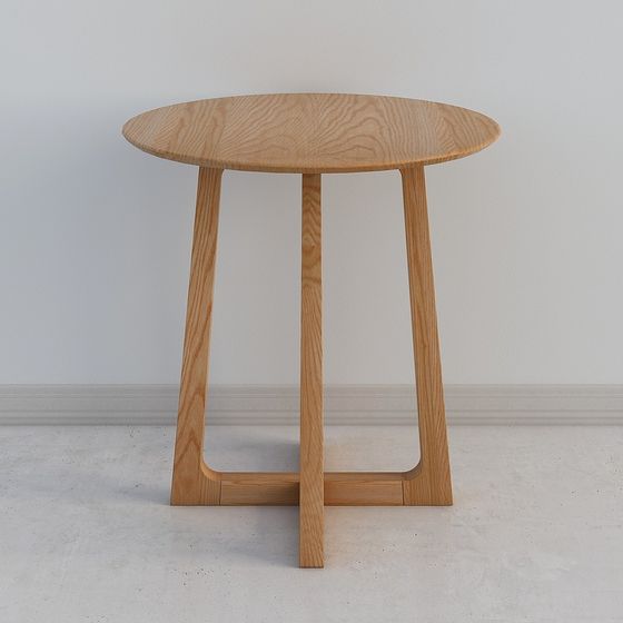 Stylish Wooden Round Table 3D model