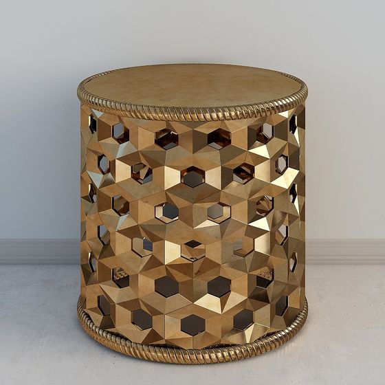 Geometric Gold Side Table 3D model