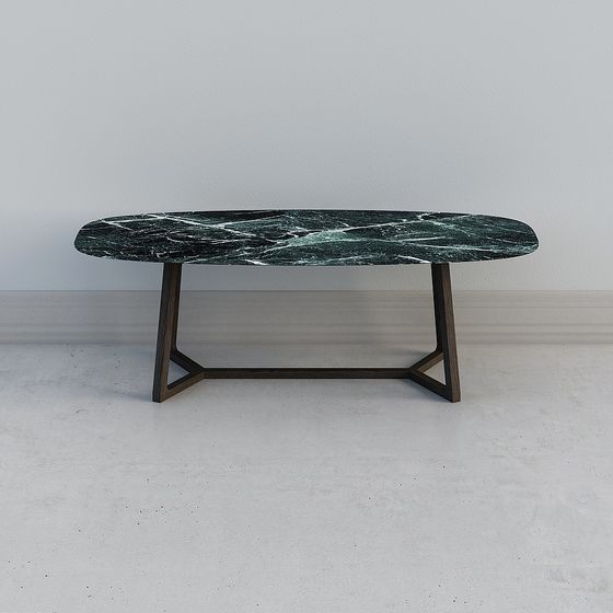 Elegant Green Marble Oval Table 3D model