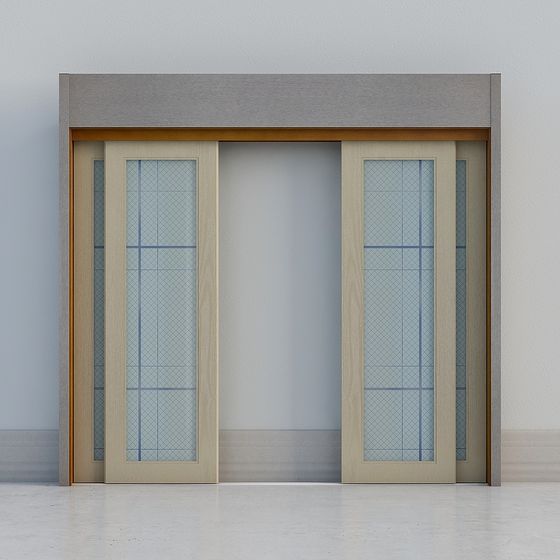 Stylish Glass and Wood Door 3D model for Modern Spaces