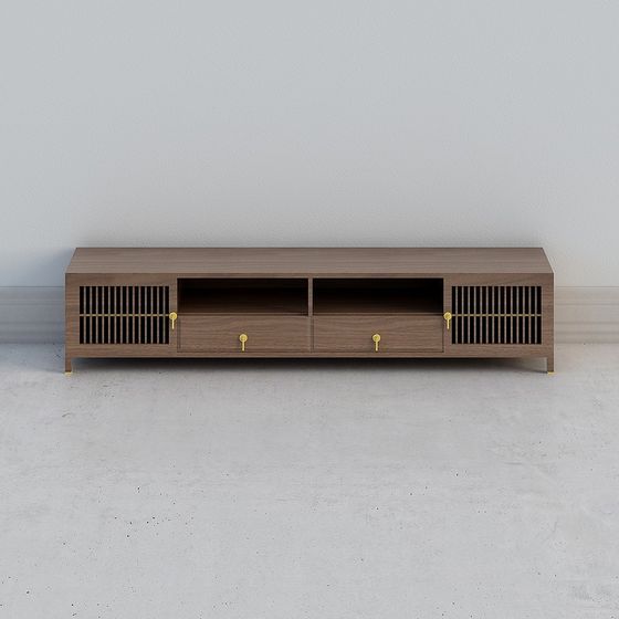 Elegant Low-Polygon TV Cabinet 3D model