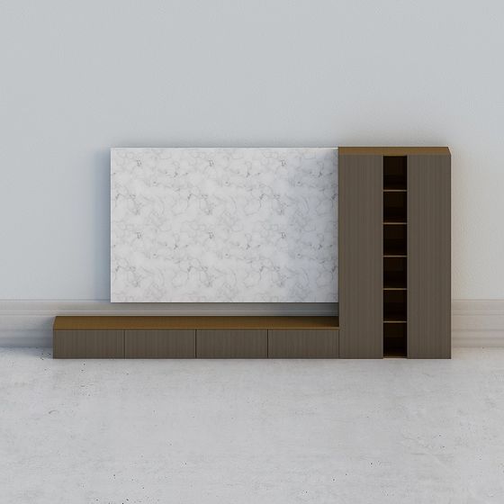 Modern Brown TV Cabinet 3D Model for Living Spaces