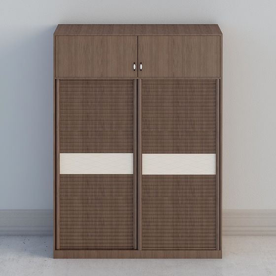Elegant Minimalist Sliding Door Wardrobe 3D model