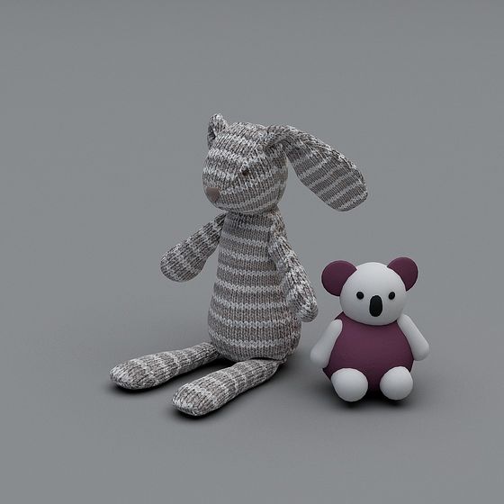 Knitted Rabbit and Bear 3D model