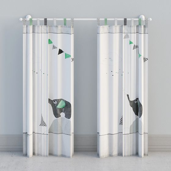 Artistic Low-Poly Curtain 3D Model for Modern Interiors