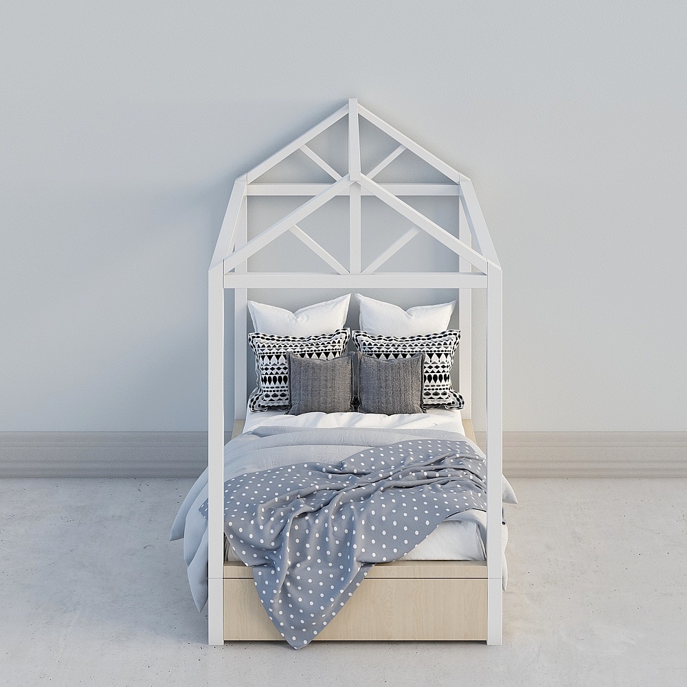 Charming House Bed 3D model for Kids' Rooms