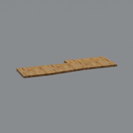 L-Shaped Wooden Shelf 3D model
