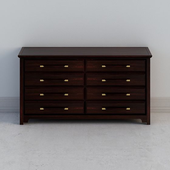 Stylish Dark Wood Vanity Table 3D model for Interiors