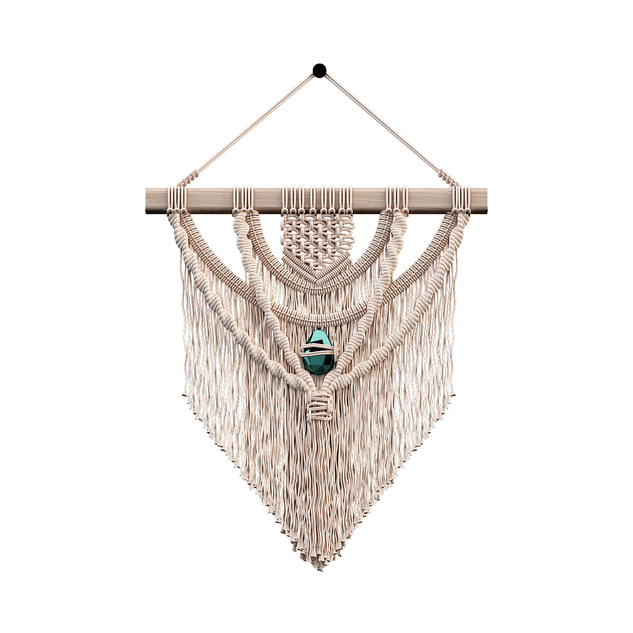 Macrame Wall Hanging 3D Model – Woven Hemp Texture