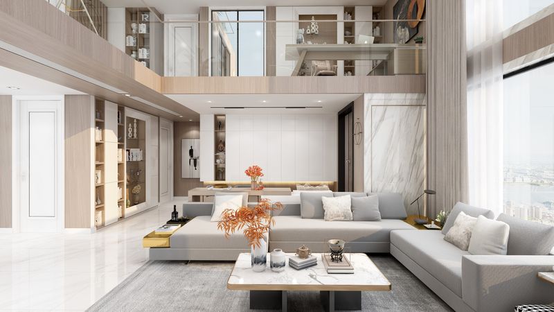 Zen-Inspired Luxurious Living Room Layout