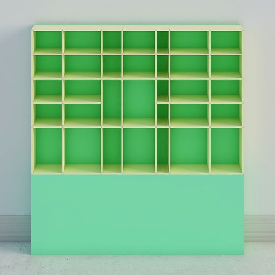Low Poly Green Bookshelf 3D model