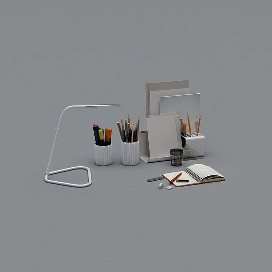 Nordic Black Desk Set Piece 3D Model for Home Offices