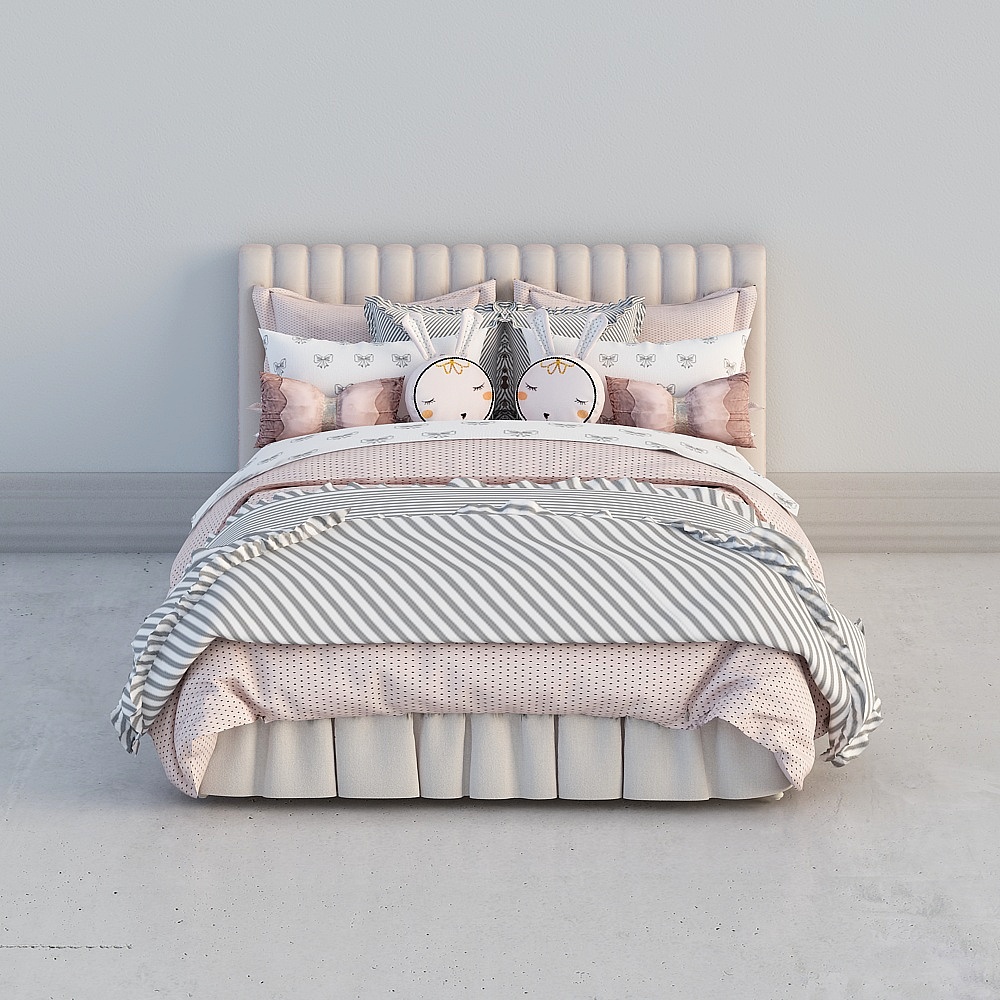Elegant Low-Poly Bed 3D model for Modern Interiors